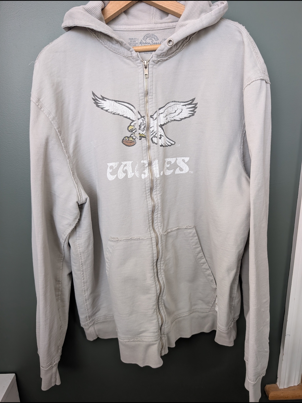 Men's Light Gray Eagles Zip-Up Hoodie Go Birds Philadelphia Philly